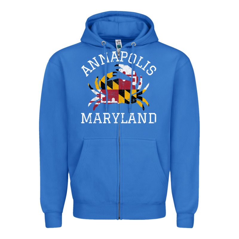 Annapolis Maryland Crab State Flag Home Travel Vintage Zipper Hoodie by longCreatives | Teevron