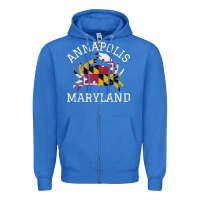 True Royal Annapolis Maryland Crab State Flag Home Travel Vintage Zipper Hoodie - longCreatives