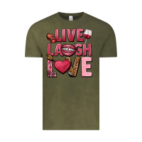 Vintage Olive Live laugh love Valentine's Day Vintage Tee - HowdyJamesFarm