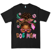 Black Afro Messy Bun Dog Mom Premium Tee - texasbilliewilder