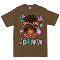 Cacao Afro Messy Bun Dog Mom Premium Tee - texasbilliewilder