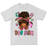 Dove Grey Afro Messy Bun Dog Mom Premium Tee - texasbilliewilder