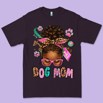 Afro Messy Bun Dog Mom Premium Tee Designed By Texasbilliewilder