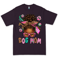 Plum Afro Messy Bun Dog Mom Premium Tee - texasbilliewilder