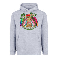 Heather Grey easter rabbit rainbow Heavyweight Hoodie - BarkalooDesign