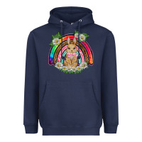 Navy easter rabbit rainbow Heavyweight Hoodie - BarkalooDesign
