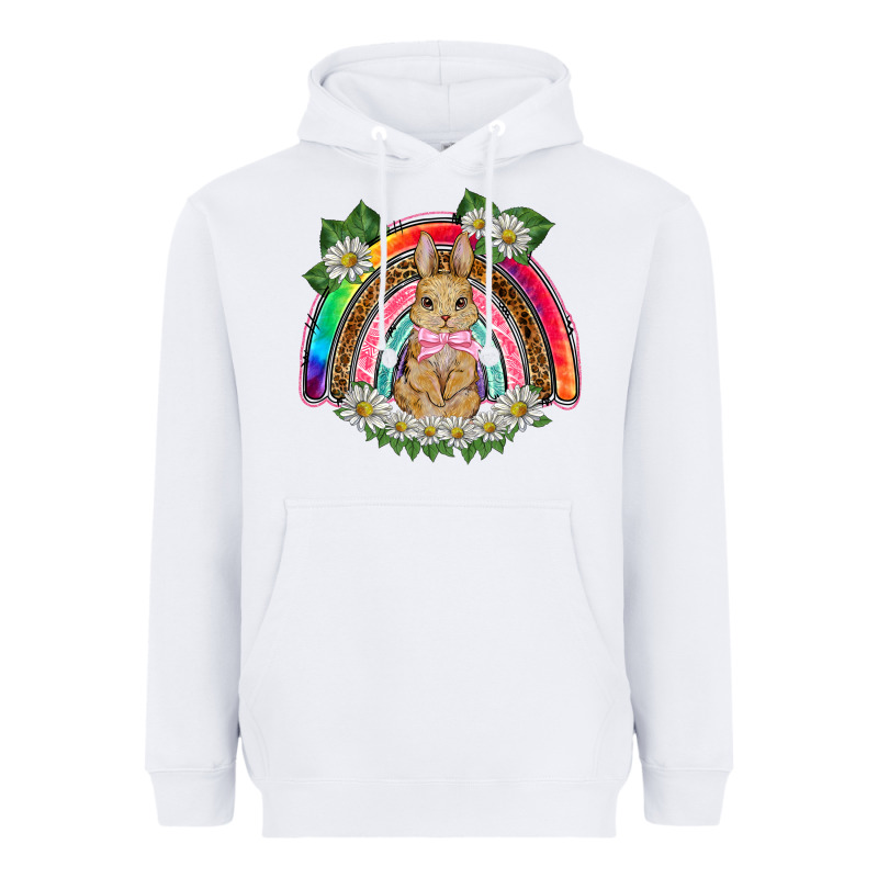 Easter Rabbit Rainbow Heavyweight Hoodie by BarkalooDesign | Teevron