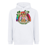 White easter rabbit rainbow Heavyweight Hoodie - BarkalooDesign