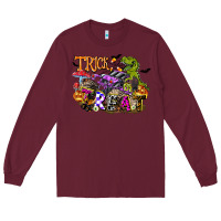 Burgundy trick rawr treat Long Sleeve Tee - FaDigitalArtStudio