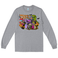 Heather Grey trick rawr treat Long Sleeve Tee - FaDigitalArtStudio