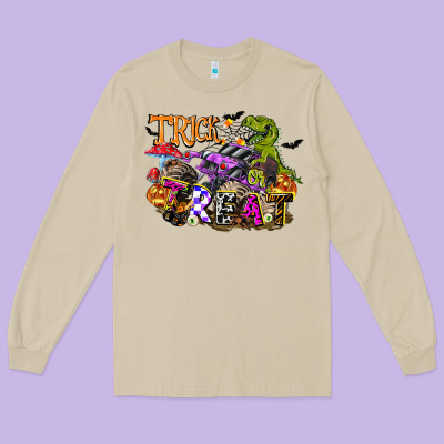 Trick Rawr Treat Long Sleeve Tee Designed By Fadigitalartstudio