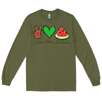 Army Green Peace Love Watermelon Long Sleeve Tee - Jasminsmagicworld