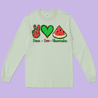 Peace Love Watermelon Long Sleeve Tee Designed By Jasminsmagicworld