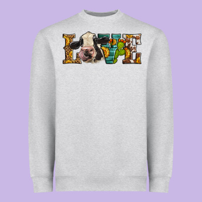 Western Love Holstein Cow Heavyweight Sweatshirt Designed By Lillyallendesigns