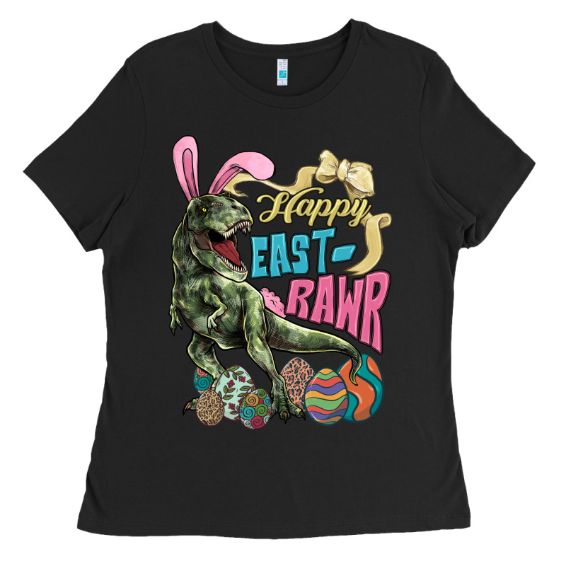 Happy Easter Day T-rex Ladies Tee by NancyCooperArtShop | Teevron