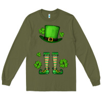 Army Green Custom name St. Patrick's leprechaun Long Sleeve Tee - OliviaCreatesArt