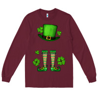Burgundy Custom name St. Patrick's leprechaun Long Sleeve Tee - OliviaCreatesArt
