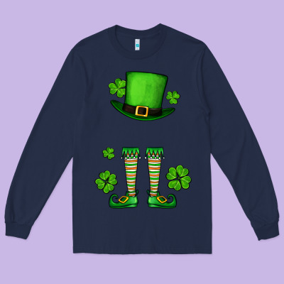 Custom Name St. Patrick's Leprechaun Long Sleeve Tee Designed By Oliviacreatesart
