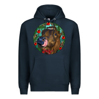 Navy Longhorn Cow Christmas Premium Hoodie - RanaPortraitStore