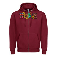 Burgundy western home wind wheel Zipper Hoodie - Artiststas
