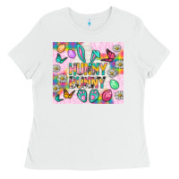 White Hunny Bunny and egg Easter Ladies Tee - NancyCooperArtShop