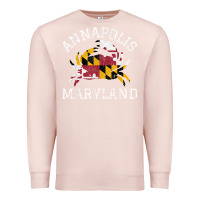 Pale Pink Annapolis Maryland Crab State Flag Home Travel Vintage Premium Sweatshirt - longCreatives