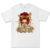 White Red Hair Believe Praying Caucasian Messy Bun Premium Tee - texasbilliewilder