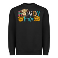 Black Western Howdy Heifer With Simmental Cow Heavyweight Sweatshirt - LillyAllenDesigns