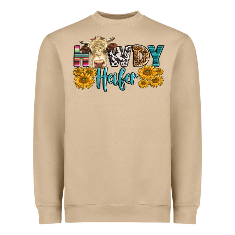 Western Howdy Heifer With Simmental Cow Heavyweight Sweatshirt by LillyAllenDesigns | Teevron