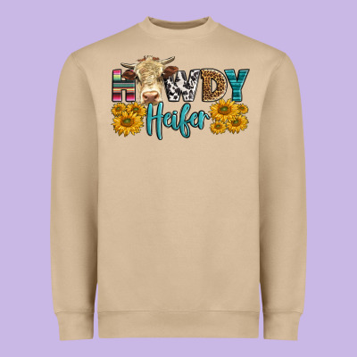 Western Howdy Heifer With Simmental Cow Heavyweight Sweatshirt Designed By Lillyallendesigns