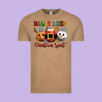Balls Deep Christmas Spirit Vintage Tee Designed By Cowgirlartshop