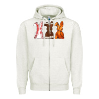 Oatmeal Heather western easter support bunny Zipper Hoodie - Artiststas