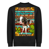 Black Welcome Cute Baby Calf Heavyweight Sweatshirt - LillyAllenDesigns