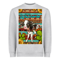 Heather Grey Welcome Cute Baby Calf Heavyweight Sweatshirt - LillyAllenDesigns