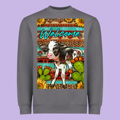 Welcome Cute Baby Calf Heavyweight Sweatshirt Designed By Lillyallendesigns