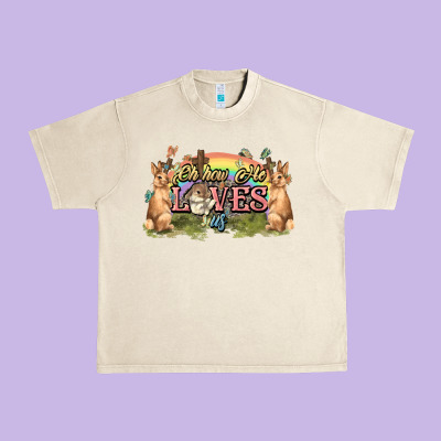 Oh How He Loves Us Cross Easter Day Urban Heavy Tee Designed By Howdyjamesfarm