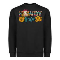 Black Western Howdy Heifer With Charolais Cow Heavyweight Sweatshirt - LillyAllenDesigns