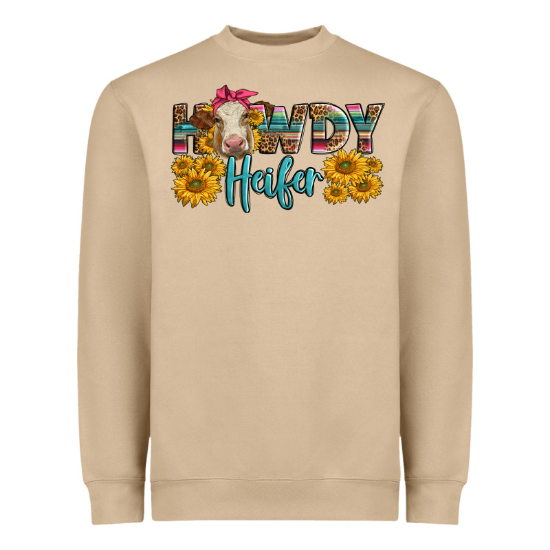 Western Howdy Heifer With Charolais Cow Heavyweight Sweatshirt by LillyAllenDesigns | Teevron