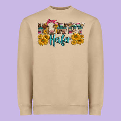 Western Howdy Heifer With Charolais Cow Heavyweight Sweatshirt Designed By Lillyallendesigns