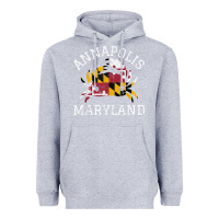 Heather Grey Annapolis Maryland Crab State Flag Home Travel Vintage Heavyweight Hoodie - longCreatives