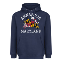 Navy Annapolis Maryland Crab State Flag Home Travel Vintage Heavyweight Hoodie - longCreatives