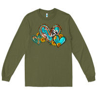 Army Green western leopard turquoise cowhide hearts olivia Long Sleeve Tee - OliviaCreatesArt