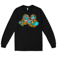 Black western leopard turquoise cowhide hearts olivia Long Sleeve Tee - OliviaCreatesArt