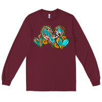 Burgundy western leopard turquoise cowhide hearts olivia Long Sleeve Tee - OliviaCreatesArt