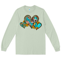 Matcha western leopard turquoise cowhide hearts olivia Long Sleeve Tee - OliviaCreatesArt