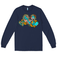 Navy western leopard turquoise cowhide hearts olivia Long Sleeve Tee - OliviaCreatesArt