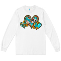 White western leopard turquoise cowhide hearts olivia Long Sleeve Tee - OliviaCreatesArt