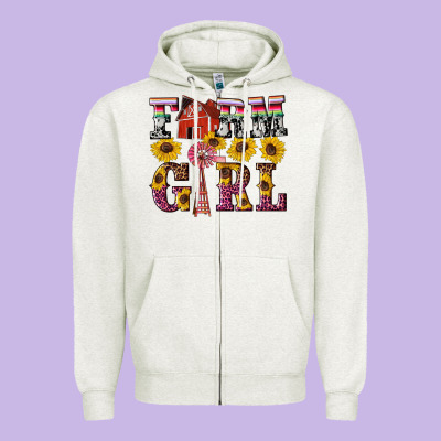Western Farm Girl Zipper Hoodie Designed By Artiststas