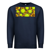 Navy tennis ball with sunflower and racket  licence plato Premium Sweatshirt - BarkalooDesign