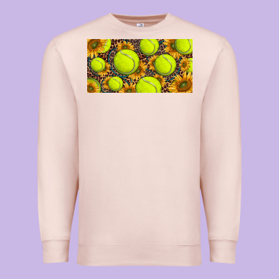 Tennis Ball With Sunflower And Racket  Licence Plato Premium Sweatshirt Designed By Barkaloodesign